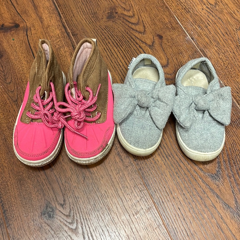 Toddler girls boots and flannel sneakers lot size 7